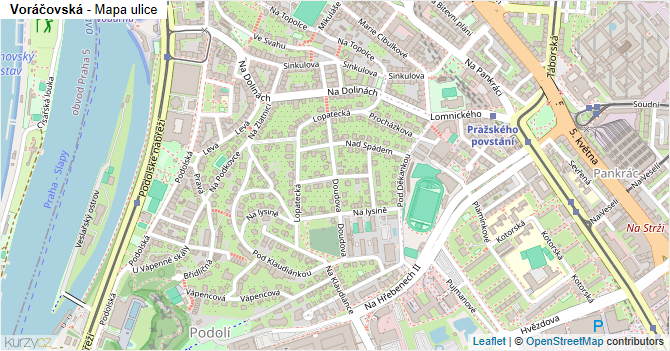 Voráčovská - mapa ulice