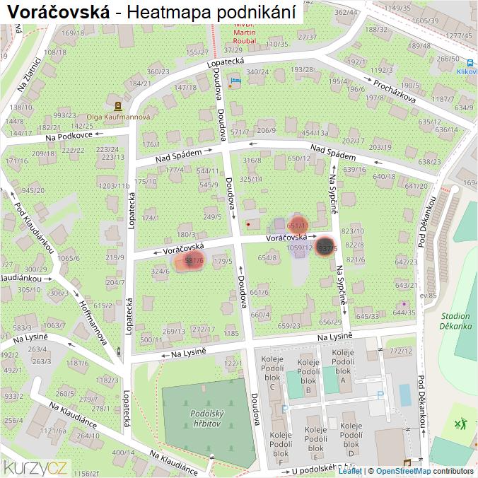 Mapa Voráčovská - Firmy v ulici.