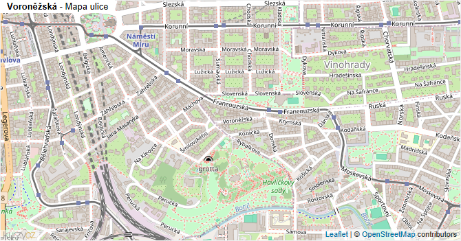 Voroněžská - mapa ulice