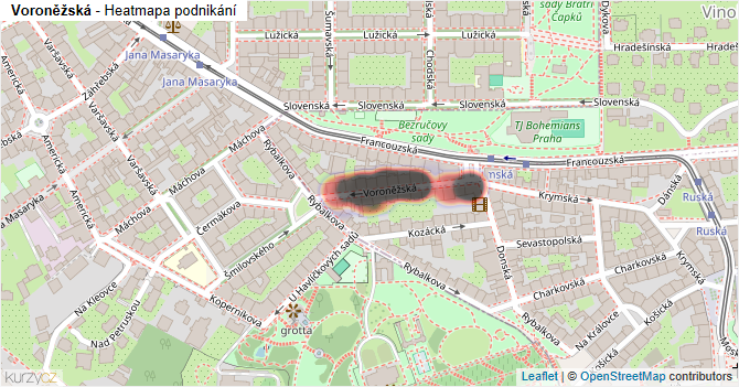 Voroněžská - mapa podnikání