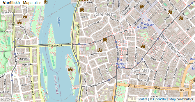 Voršilská - mapa ulice
