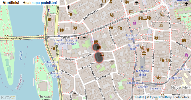 Voršilská - mapa podnikání