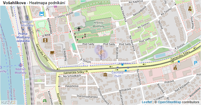 Vošahlíkova - mapa podnikání