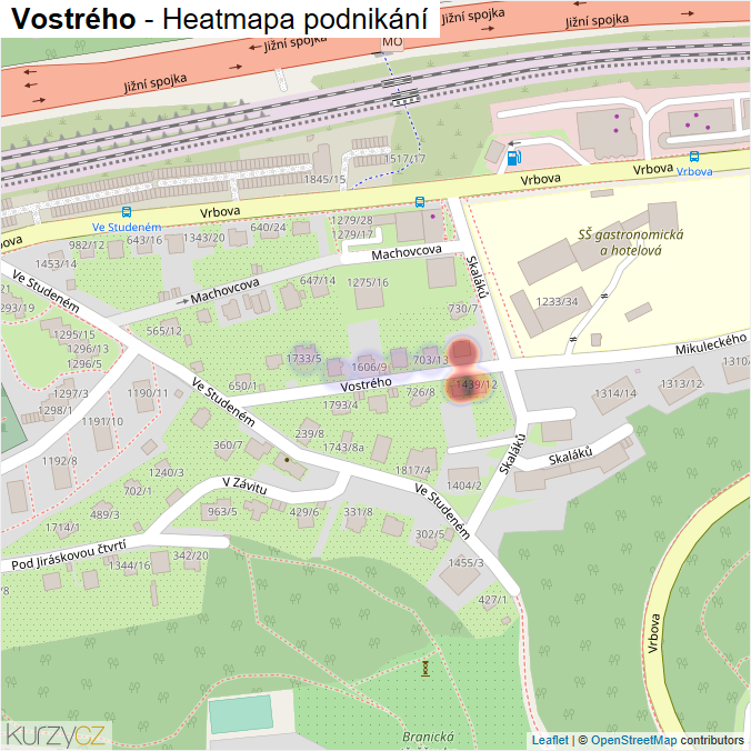 Mapa Vostrého - Firmy v ulici.