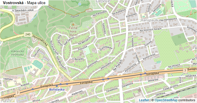 Vostrovská - mapa ulice