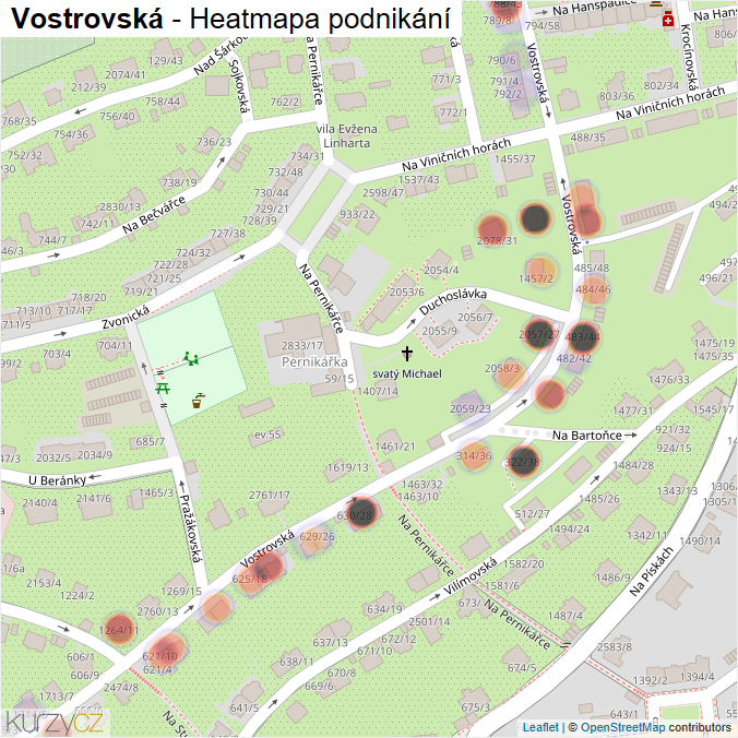 Mapa Vostrovská - Firmy v ulici.