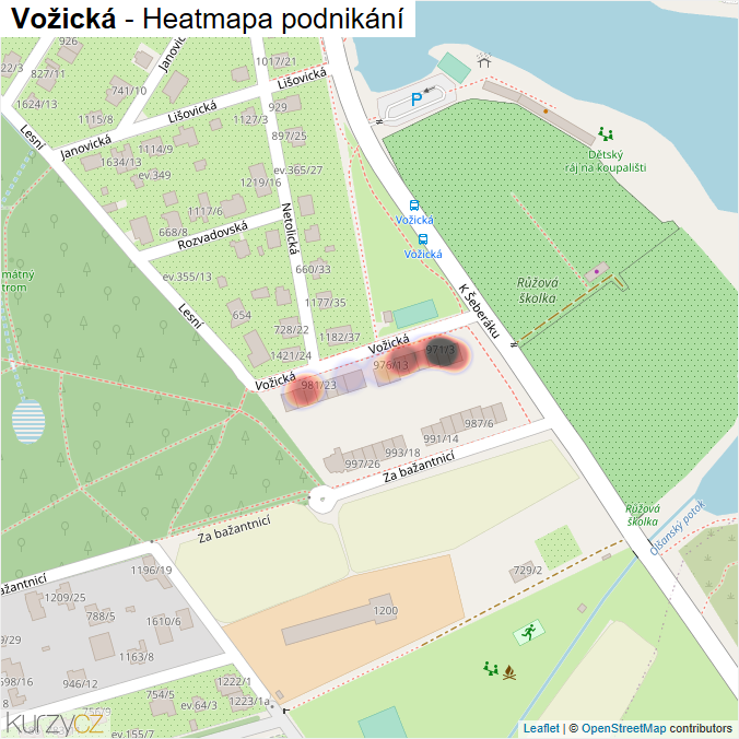 Mapa Vožická - Firmy v ulici.