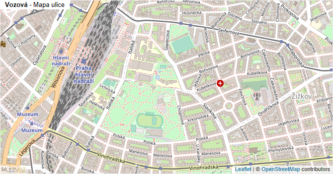 Vozová - mapa ulice