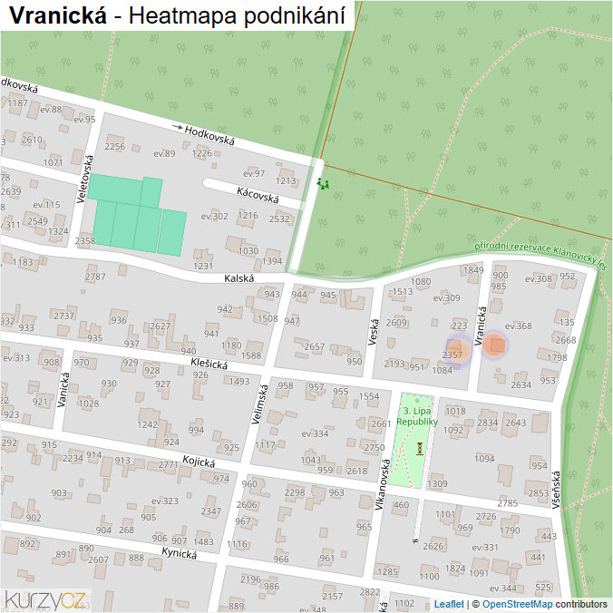 Mapa Vranická - Firmy v ulici.