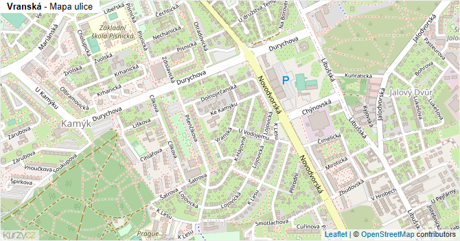 Vranská - mapa ulice