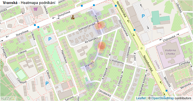 Vranská - mapa podnikání