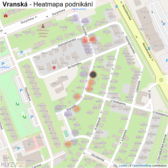 Mapa Vranská - Firmy v ulici.