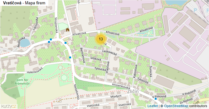 Vratičová - mapa ulice