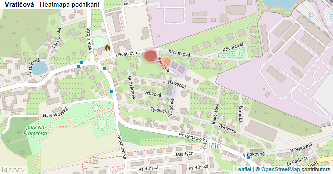Vratičová - mapa podnikání
