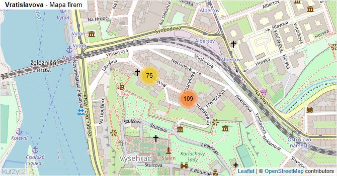 Vratislavova - mapa firem