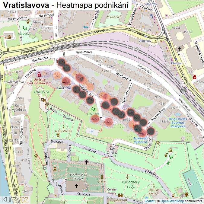 Mapa Vratislavova - Firmy v ulici.