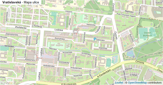 Vratislavská - mapa ulice