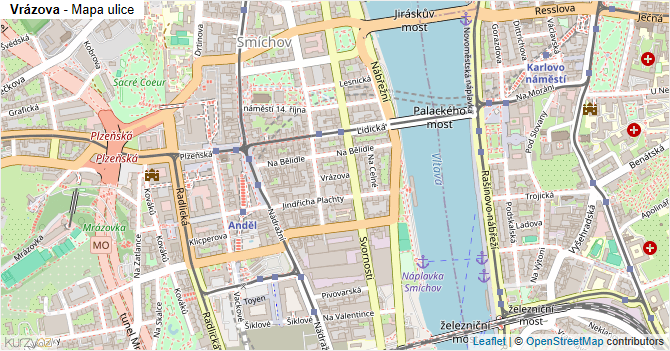 Vrázova - mapa ulice