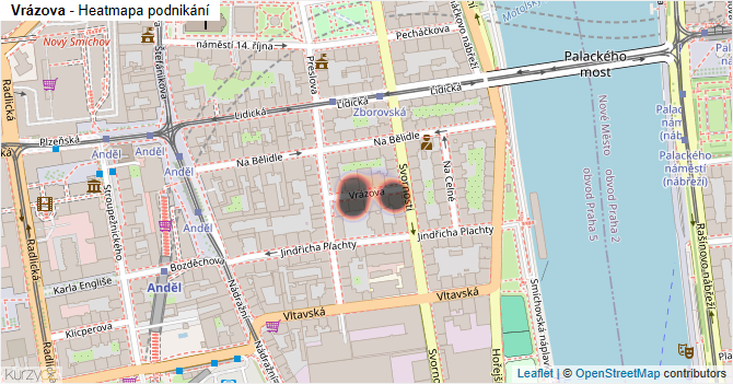 Vrázova - mapa podnikání