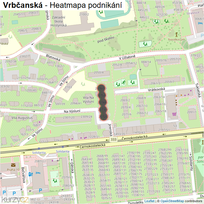 Mapa Vrbčanská - Firmy v ulici.