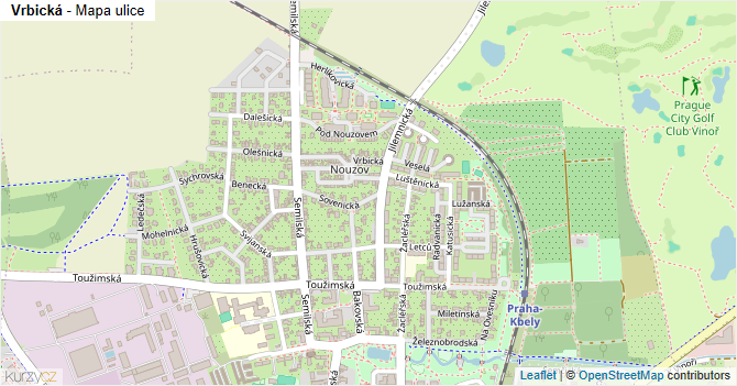 Vrbická - mapa ulice