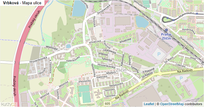 Vrbková - mapa ulice