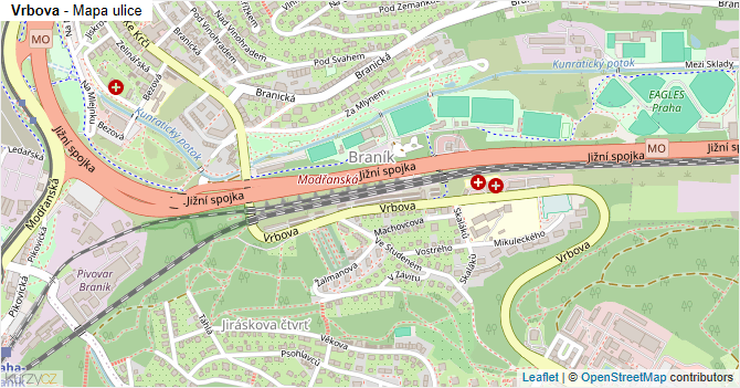 Vrbova - mapa ulice