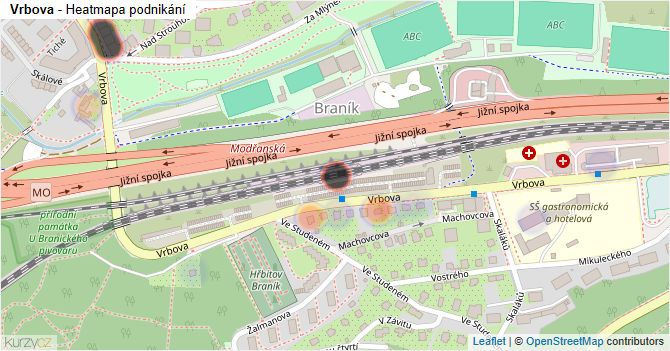 Vrbova - mapa podnikání