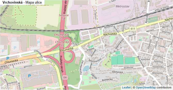 Vrchovinská - mapa ulice