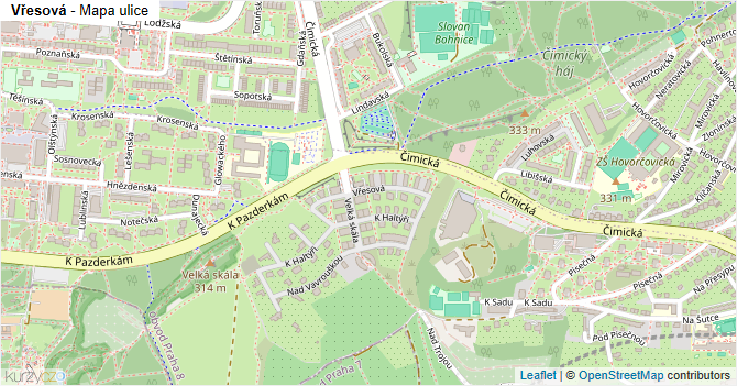 Vřesová - mapa ulice