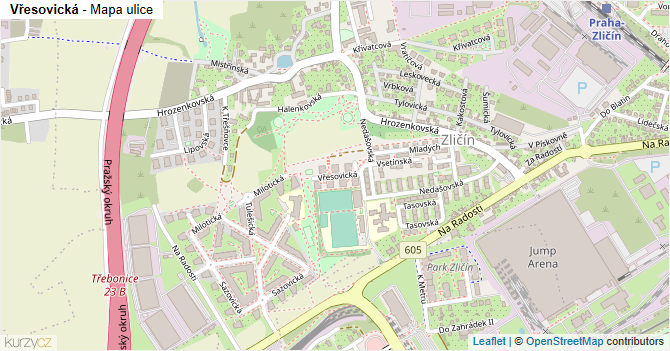 Vřesovická - mapa ulice