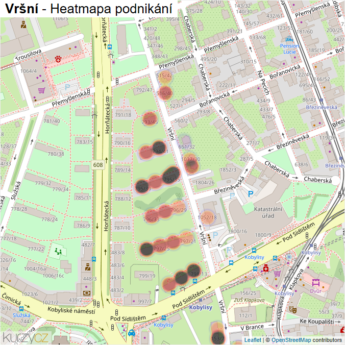 Mapa Vršní - Firmy v ulici.