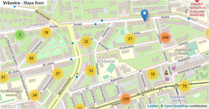 Vršovice - mapa firem