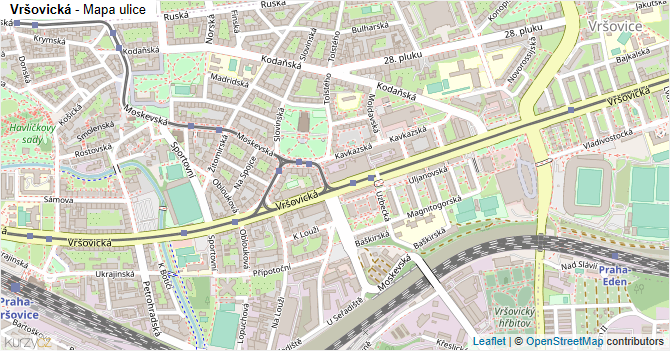 Vršovická - mapa ulice