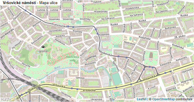 Vršovické náměstí - mapa ulice