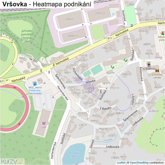 Mapa Vršovka - Firmy v ulici.