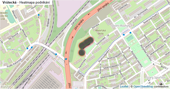 Vrútecká - mapa podnikání
