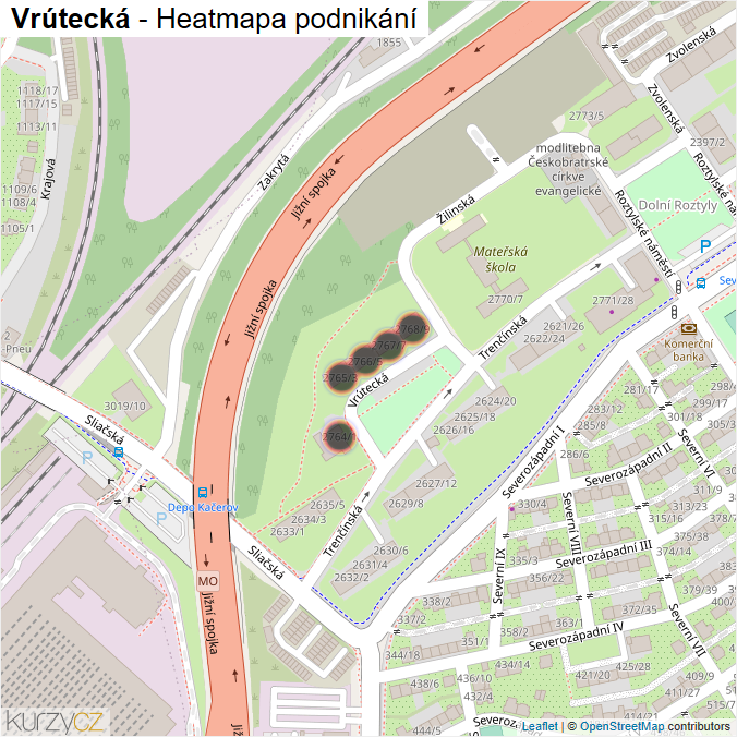 Mapa Vrútecká - Firmy v ulici.