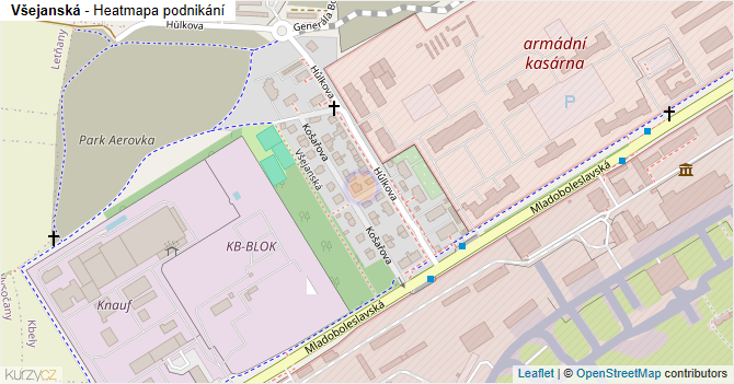Všejanská - mapa podnikání