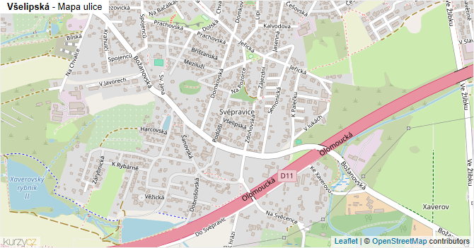 Všelipská - mapa ulice