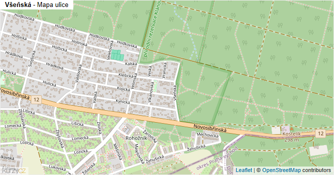 Všeňská - mapa ulice