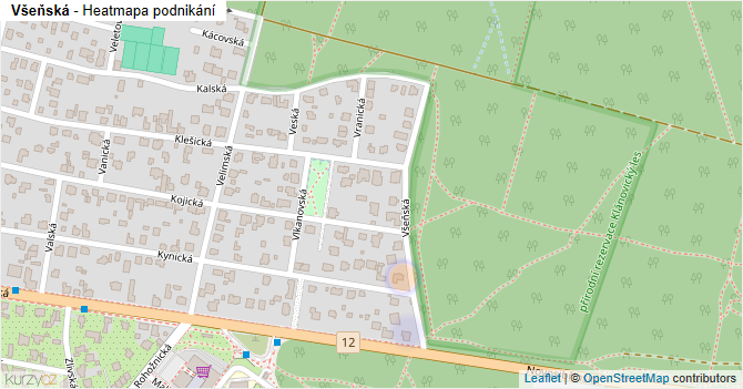 Všeňská - mapa podnikání
