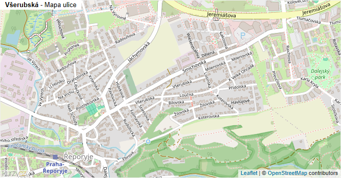 Všerubská - mapa ulice