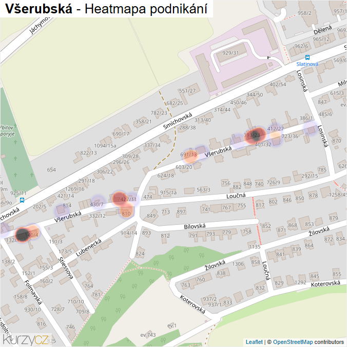 Mapa Všerubská - Firmy v ulici.