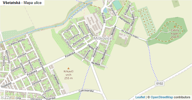Všetatská - mapa ulice
