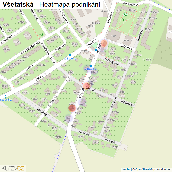 Mapa Všetatská - Firmy v ulici.
