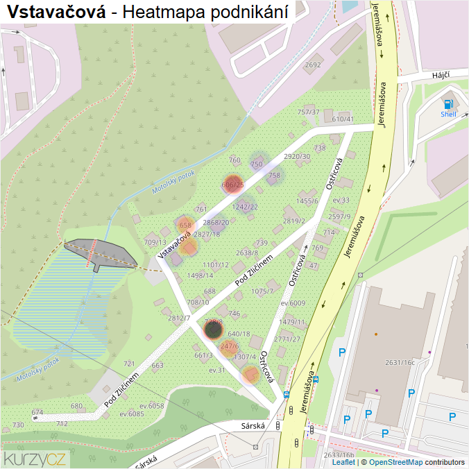 Mapa Vstavačová - Firmy v ulici.