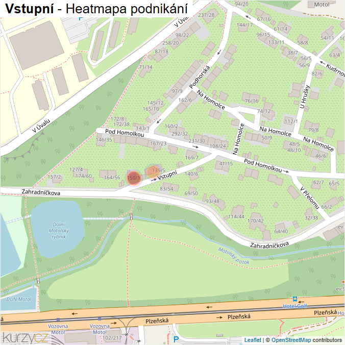 Mapa Vstupní - Firmy v ulici.