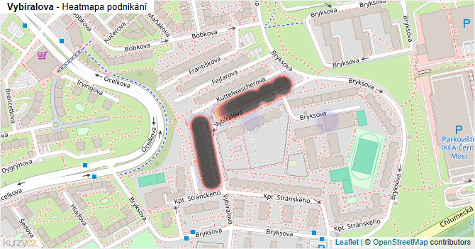 Vybíralova - mapa podnikání