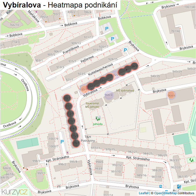 Mapa Vybíralova - Firmy v ulici.